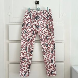Desigual Wyoming Floral Bird Print Mid-Rise Straight Leg Pants EU 36/US 8